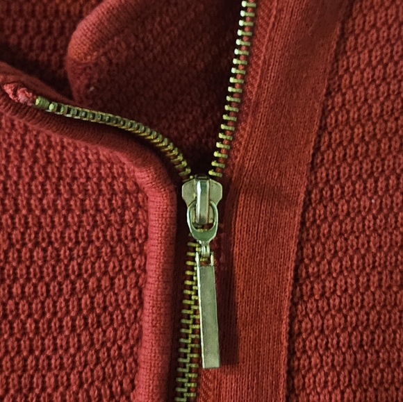 Chico Size 3 Red Knit Sweater Asymmetrical Gold Zipper - Picture 9 of 9